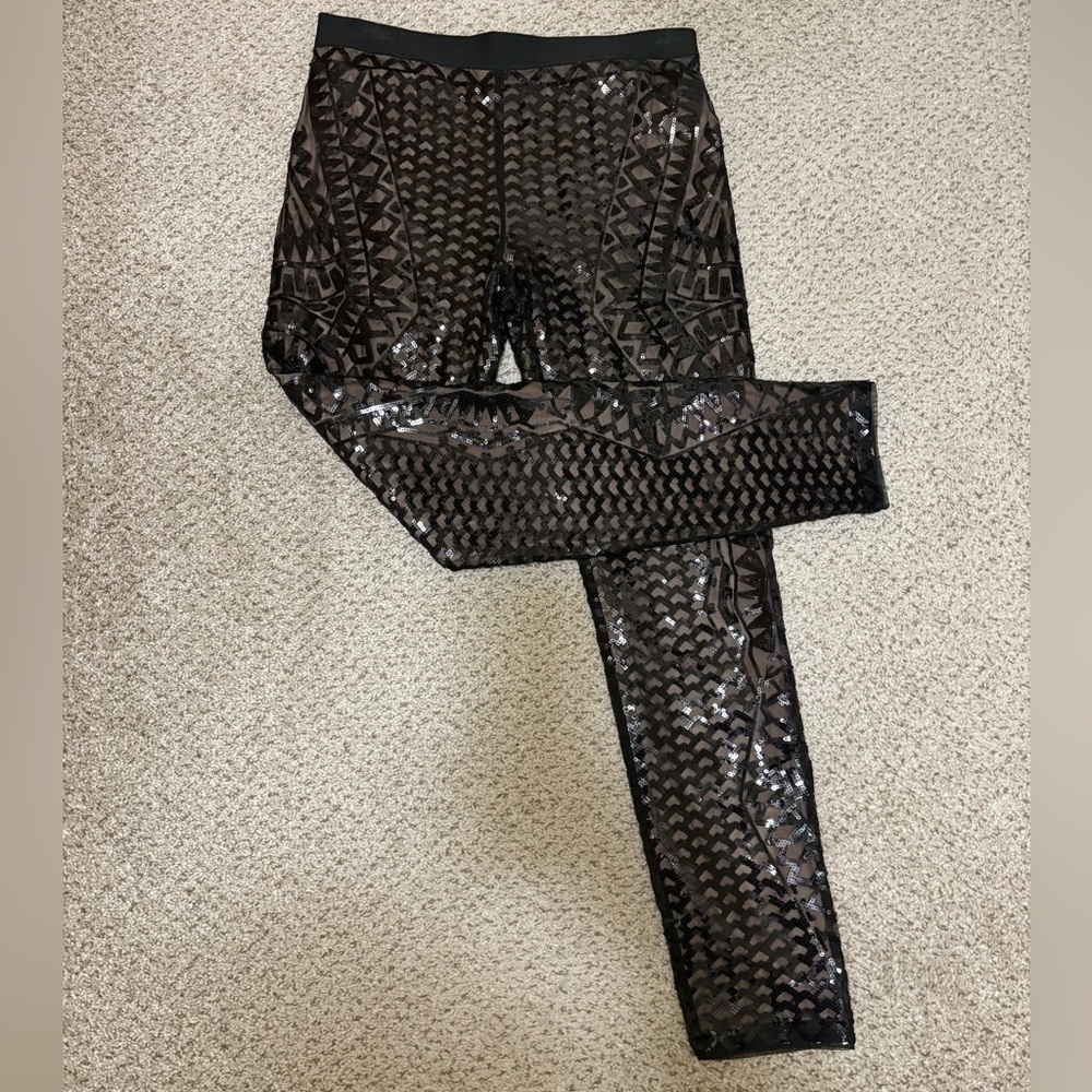 BCBGMaxAzria Black Dena Mosaic Sequence Legging Large - Picture 6 of 15